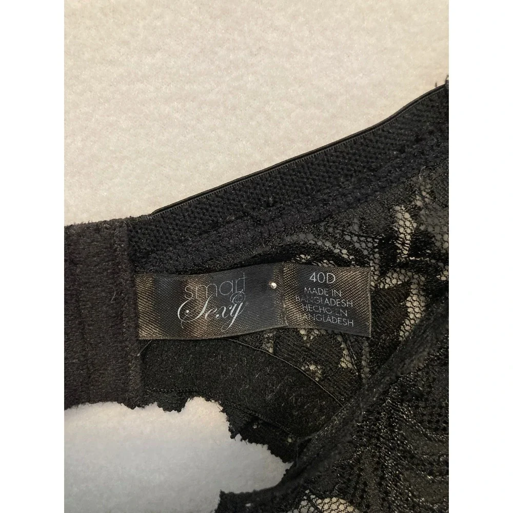 Romantic Smart & Sexy Womens 40D Black Floral‎ Lace Unlined Underwire Bra 85045